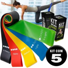 Kit 5 Mini Faixas Elásticas para Exercícios e Treino Funcional