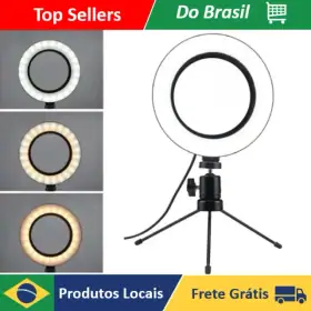 Ring Light de Mesa com Tripé para Selfie Maquiagem e Vídeo
